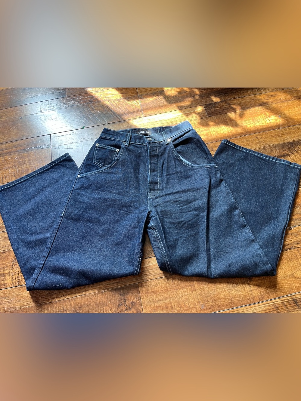 EB Denim Relaxed Wide-Leg Jeans in Dark Blue